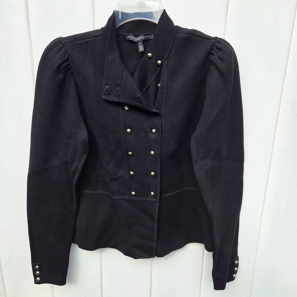 White House Black Market Military Blazer Double Crest Button Jacket Size M